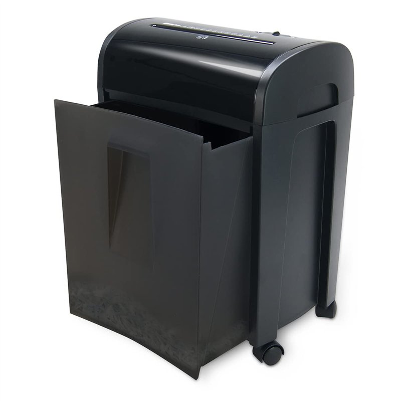 WAYTEX 77323 Destructeur de Documents Coupe Croisée 10 Feuilles - CD et DVD - Bac Tiroir 14L - sur roulettes – Rapide et Perform