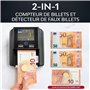 Detecteur Faux Billet & Compteuse de Billets INSERTION UN A UN - Détecteur UV/MG/IR pour Faux Billets Euros, Faux Dollars, Faux