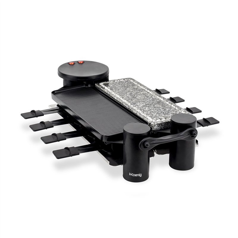 H.Koenig Appareil à raclette Multifonction 8 personnes RP360, modulable rotatif 360°, Convivial Professionnel, Pierre Naturelle,
