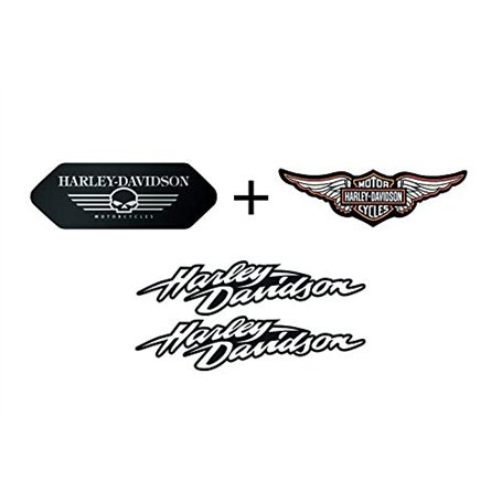 Stickers rétro réfléchissant pour Casque de Moto Harley Davidson Pack Complet Ailes Black (4 Stickers)