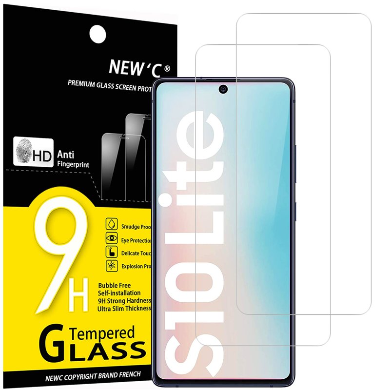 NEW'C Lot de 2, Verre Trempé pour Samsung Galaxy S10 Lite, Film Protection écran efficace contre les Rayures - sans Bulles - Ult