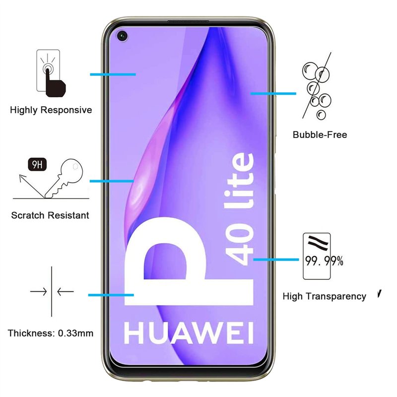 Image secondaire de NEW'C Lot de 3, Verre Trempé pour Huawei P40 Lite 4G, Film Protection écran efficace contre les Rayures - sans Bulles - Ultra Ré