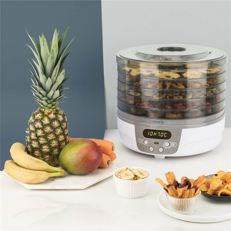 Image secondaire de H.Koenig Déshydrateur Alimentaire électrique de nourriture DSY700, 5 Plateaux transparents Amovibles, Température réglable 40-70