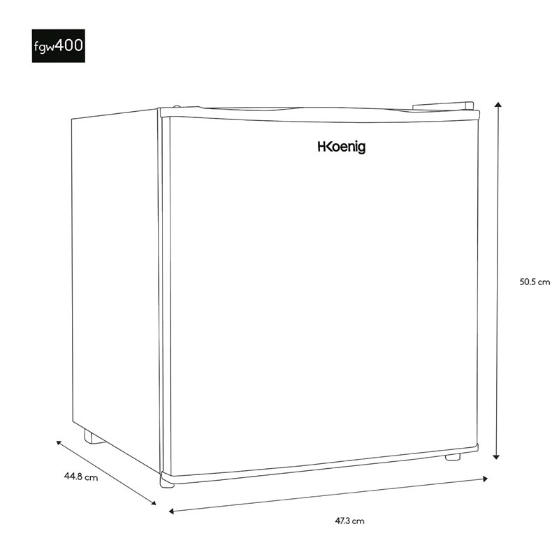 Image secondaire de H.Koenig Mini Congélateur à froid statique 34L FGW400 Blanc, Pose Libre, Petite Taille 51cm, Compact, Silencieux, Glaçons, Therm