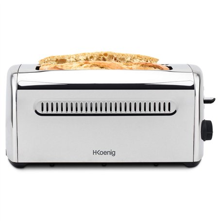 H.Koenig Grille Pain Toaster Spécial Baguette 2 Tranches TOS32 Fentes larges 40mm Inox vintage