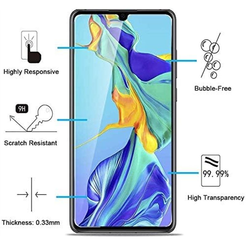 Image secondaire de NEW'C Lot de 2, Verre Trempé pour Huawei P30, Film Protection écran sans Bulles d'air Ultra Résistant (0,33mm HD Ultra Transpare