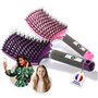 2 Brosses à Cheveux en Poils de sanglier- Démélant 100% Narurel - Démêler sans larmes ! Set Brosses (Rose et violette)