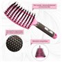 2 Brosses à Cheveux en Poils de sanglier- Démélant 100% Narurel - Démêler sans larmes ! Set Brosses (Rose et violette)
