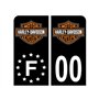 Pack Moto Autocollant Stickers Plaque d'immatriculation Premium Harley Davidson Noir - Numéro Personnalisé
