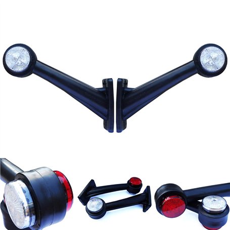 Formplas Lot de 2 feux de gabarit LED pour camion - 12 V 24 V - Avec certification E - Blanc et rouge - Longueur : 190 mm