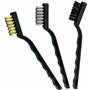 AERZETIX - C45953 - Lot de 3 Petites Brosses Métalliques - Longueur 175mm - Fils d'Acier/Acier Laitonné/Nylon - Manche Courbé en