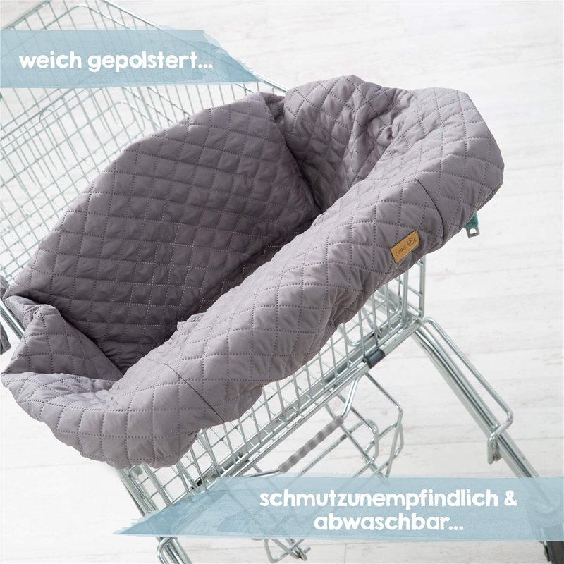 Image secondaire de roba Protège Siège Chariot Course - Protection Caddie pour Bébé + Sac à Dos de Transport roba Style - Facile à Nettoyer - Gris