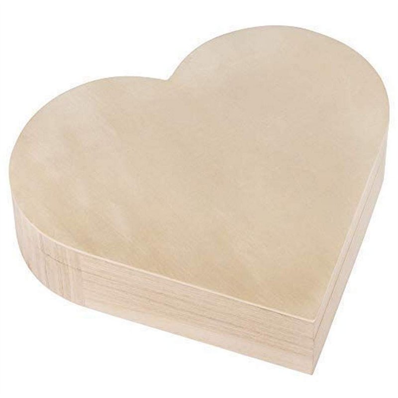 Rayher 62841505 boîte en bois Cœur, avec fermoir magnétique, 25,3x24x6cm, nature