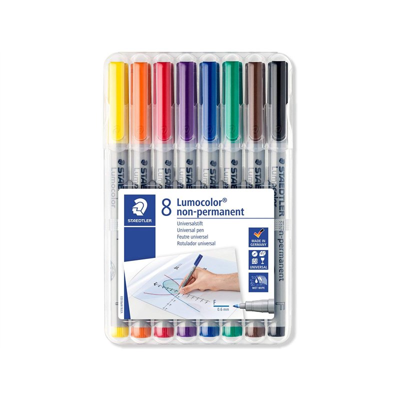 Staedtler© Stylo fin Lumocolor non permanent F STAEDTLER Box 8 couleurs
