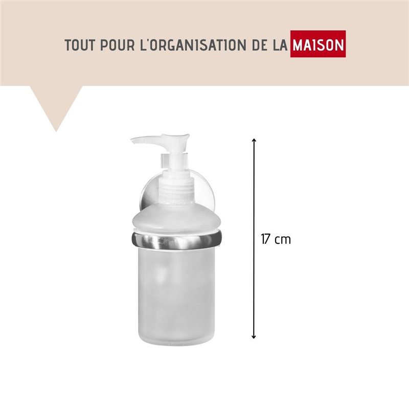 Image secondaire de Fackelmann 86755 distributeur de savon, distributeur savon mural, distributeur, porte savon mural, porte savon liquide, zinc, gr