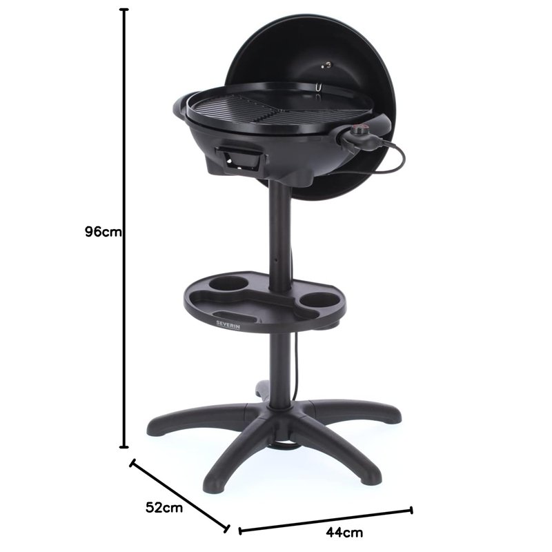 Image secondaire de SEVERIN Barbecue électrique 2 000 W avec grille en fonte d'aluminium, Barbecue sur pieds avec couvercle et thermomètre intégré,