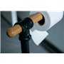 WENKO Serviteur WC 2en1 Forli, Brosse WC et dérouleur papier toilette sur pied, Acier noir et support papier toilette en bambou,
