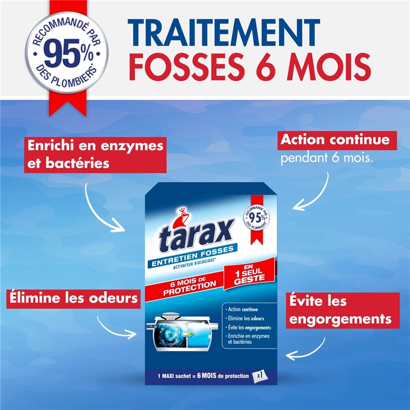 Image secondaire de TARAX - Traitement Fosses Septiques 6 Mois - Élimine les Mauvaises Odeurs & Prévient les Engorgements - Activateur Fosse Septique