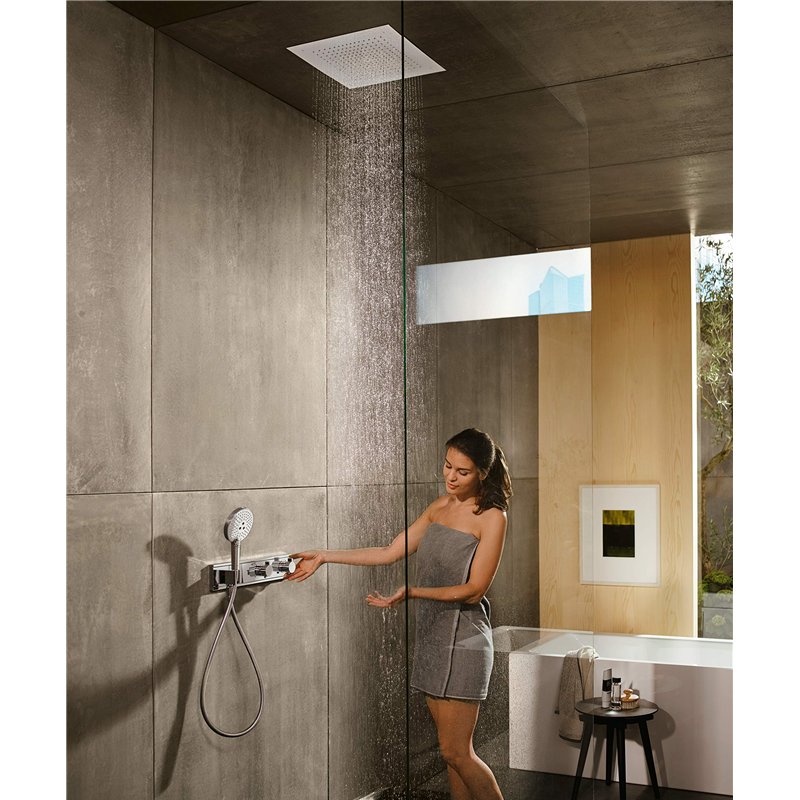 Image secondaire de hansgrohe Raindance E - Douche de tête avec 1 type de jet, Douche de pluie carrée (400 x 400 mm), Pommeau de douche pour montage