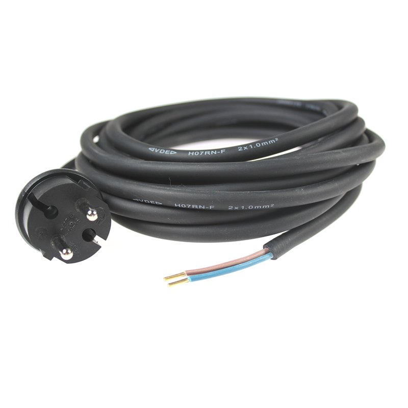Image secondaire de Schwabe Cordon d'Alimentation en Caoutchouc 5 m Fiche 2PT+T Câble d'alimentation avec Embouts 230V / 16A, H07RNF 2 x 1,0 IP44 No