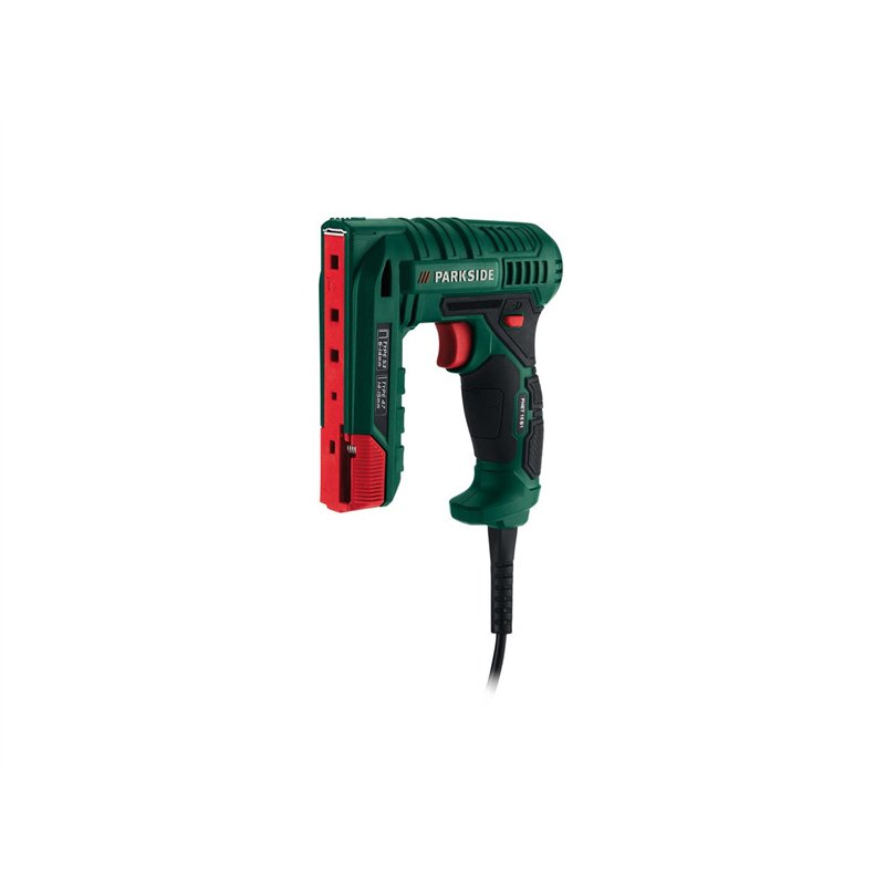 Parkside PHET 15 B1 Cloueuse/agrafeuse électrique, compatible avec clous et agrafes standard.Application : Décoration, travaux m