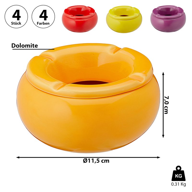 Image secondaire de Lot de 4 cendriers tempête, diamètre : 11,5 cm, en 4 couleurs, pour jardin et balcon