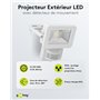 goobay 53878 Projecteur LED avec détecteur de mouvement – Projecteur LED de 10 W – Lumière blanc neutre 4000 K – 850 lm – Angle