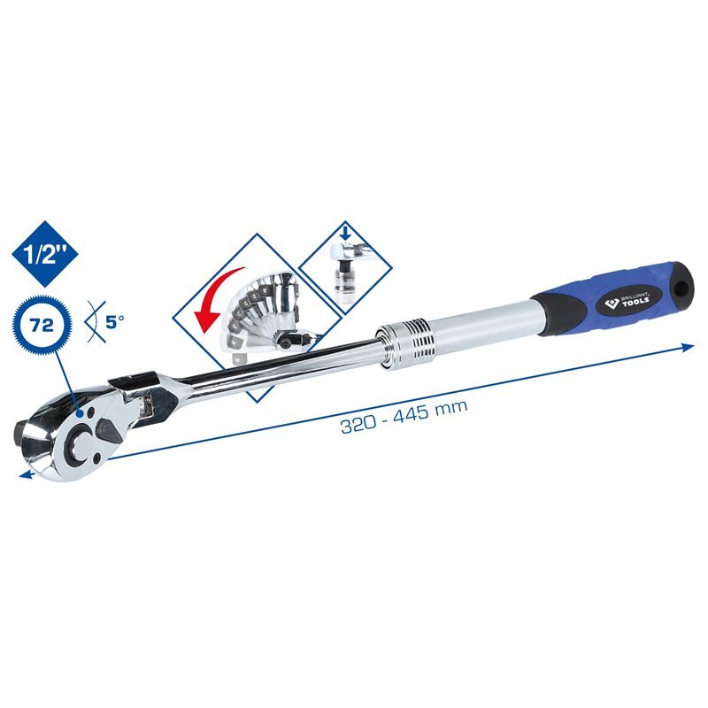 Image secondaire de BRILLIANT TOOLS BT022993 Cliquet réversible télescopique 1/2