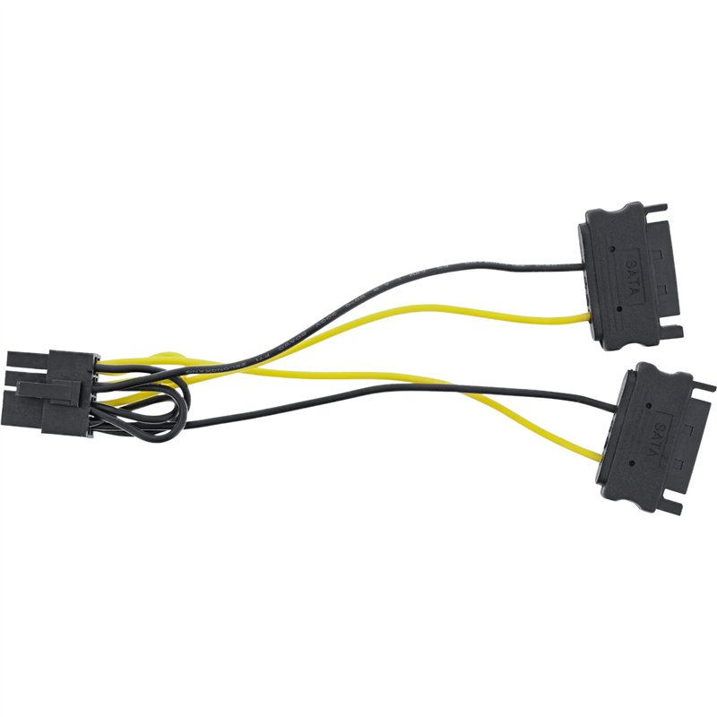 Image secondaire de InLine Prise SATA combo 0,15 m – 8Pin PCI-Express intérieur 0,15 m SATA 2 x 15-Pin PCI-E (8-Pin) Noir, Jaune