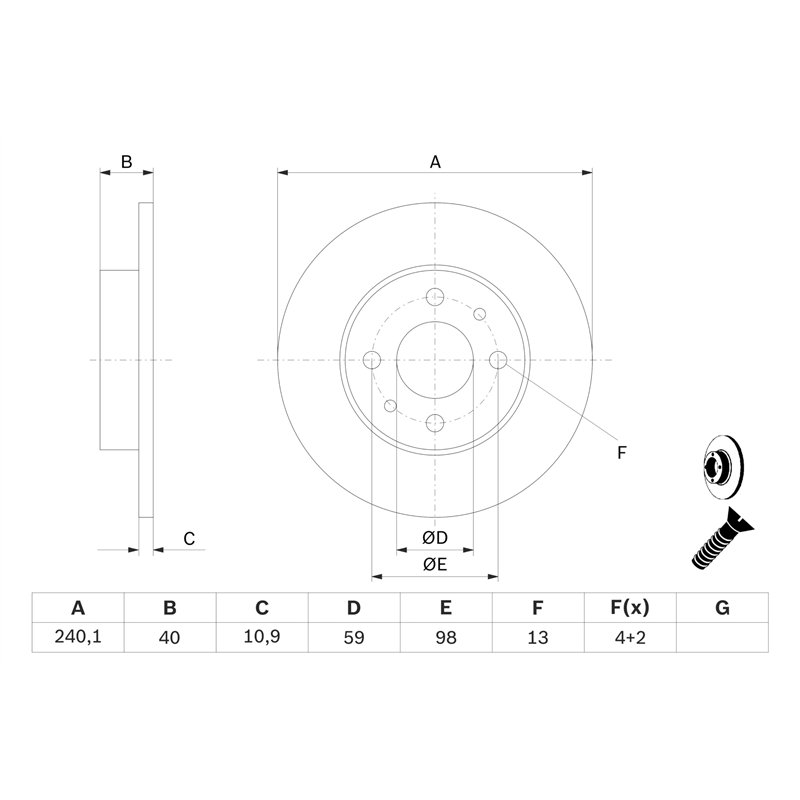 Image secondaire de Bosch BD282 Disques de frein - certification ECE-R90-1 jeu de 2 disques