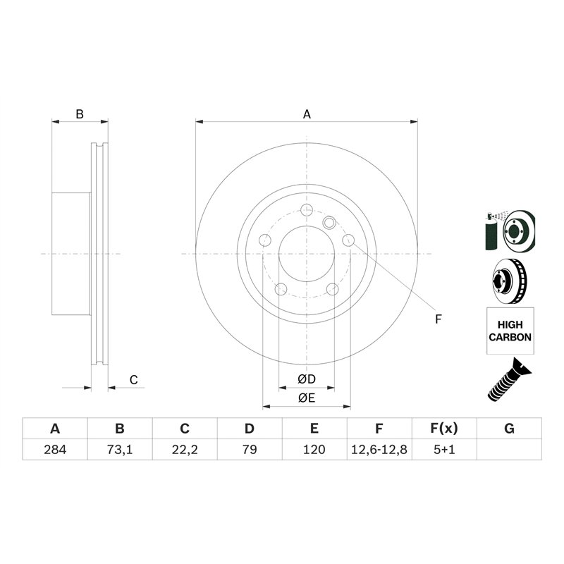 Image secondaire de Bosch BD1081 Disques de frein - certification ECE-R90 - 1 jeu de 2 disques