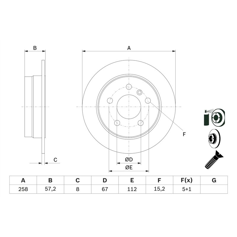 Image secondaire de Bosch BD1101 Disques de frein - certification ECE-R90-1 jeu de 2 disques