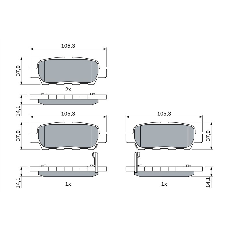 Image secondaire de Bosch BP1000 - Plaquettes de Frein Arrière pour Voiture - Qualité Bosch - Réduction du Bruit et de la Poussière - Certifié ECE-R