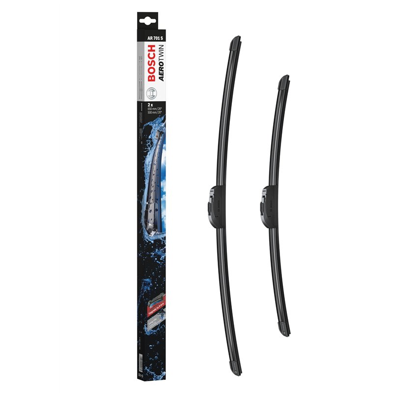 Bosch Balais d'Essuie–Glace Plats Aerotwin Retrofit AR701S, Longueur: 650mm/500mm – 1 Paire de Balais avant