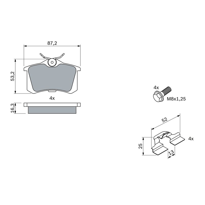 Image secondaire de Bosch BP617 Plaquettes de frein - Essieu arrière - certifiées ECE-R90 - 1 jeu de 4 plaquettes, noir