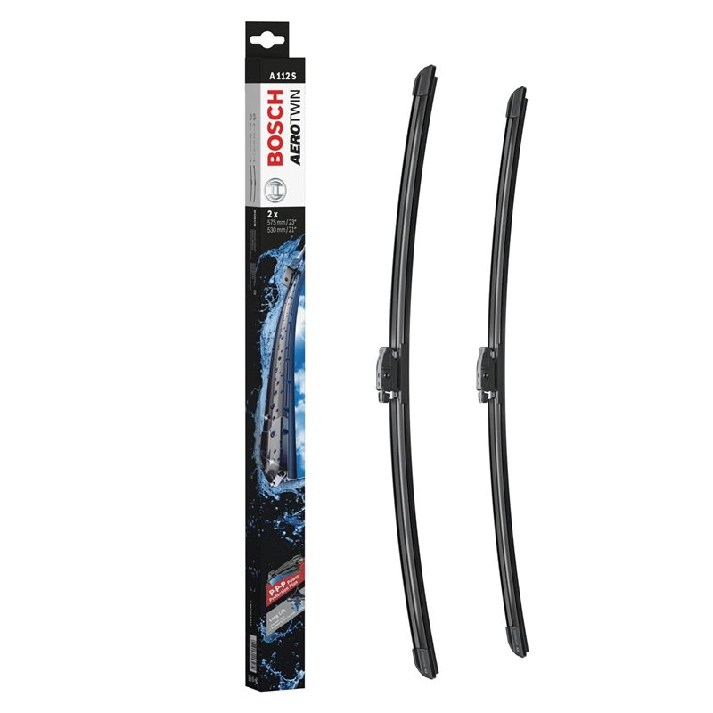 Bosch Balais d'Essuie–Glace Plats Aerotwin A112S, Longueur: 575mm/530mm – 1 Paire de Balais avant
