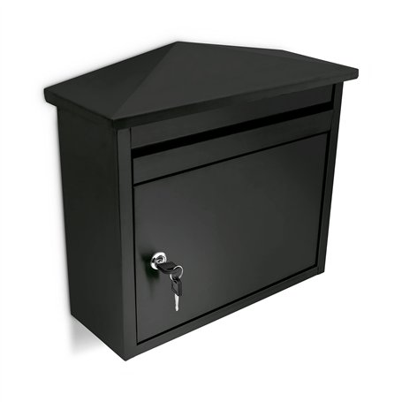 Relaxdays 10018514 Boîte aux lettres murale en fer noir 41 x 37 x 16 résistant aux intempéries