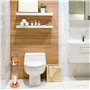 Relaxdays Ensemble porte brosse WC support porte rouleau papier toilette en bambou et inox brosse plastique distributeur papier 