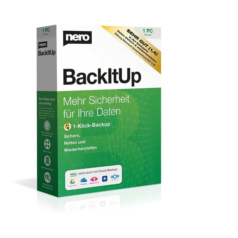Nero BackItUp - Boîte avec lien de téléchargement | Sauvegarde de données, sauvegarde, récupération de données, sauvegarde dans