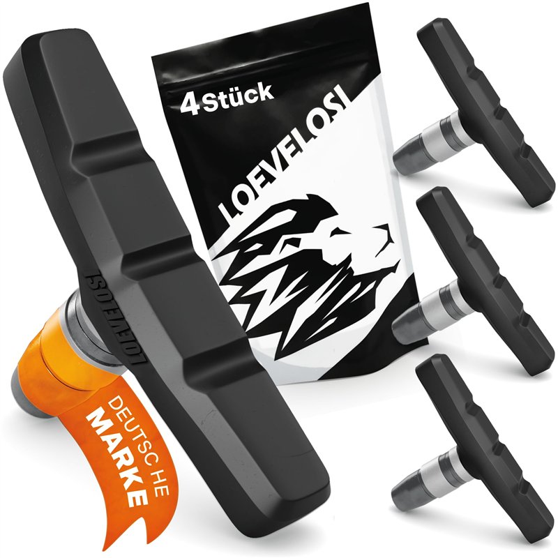 V-Brake Lot de 2 paires de plaquettes de frein de vélo 60 mm pour frein à traction latérale V-Brake en U - Lot de 4 patins de fr