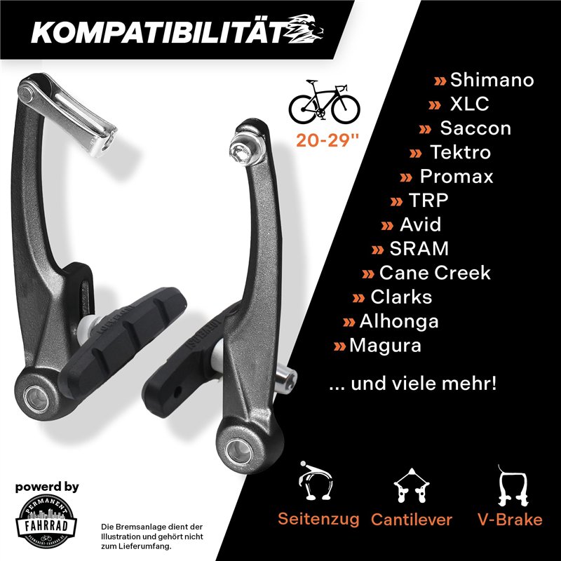 Image secondaire de V-Brake Lot de 2 paires de plaquettes de frein de vélo 60 mm pour frein à traction latérale V-Brake en U - Lot de 4 patins de fr