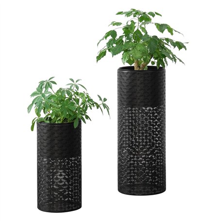 [en.casa] Ensemble de 2 Supports de Plantes Lot Pots de Fleur Set Cache-Pot Ensemble Bacs à Fleurs Vases Métal Tailles Différent