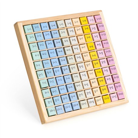 Navaris Table d'addition - Tableau de calcul avec 100x cube de 10 couleurs en bois - Jeu apprentissage mathématique enfant plus