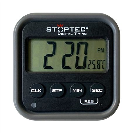 STOPTEC Minuteur numérique PT-110 - Compte à rebours - Chronomètre - Heure et alarme - Température - Sport et loisirs - Silencie