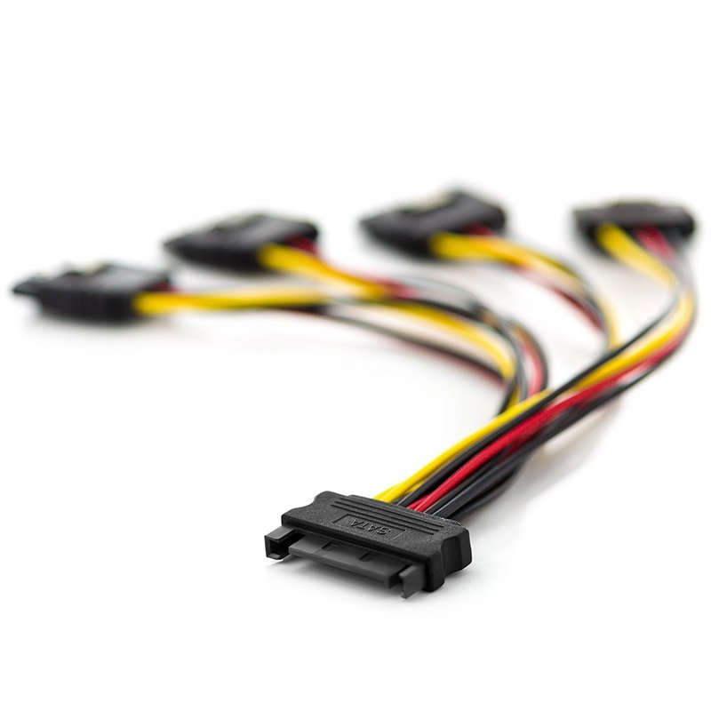 Image secondaire de deleyCON 0,15m Adaptateur D’alimentation S-ATA Y - 1x Prise Femelle SATA vers 4x Prises Mâles SATA - Câble D’alimentation Intern
