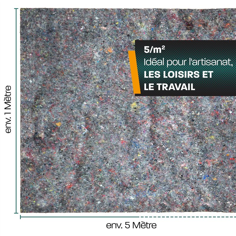 Image secondaire de Hinrichs Couverture Protection 1 m x 5 m = 5 m² - Couverture Demenagement 180g par m2 d’Epaisseur avec Revêtement Antidérapant P