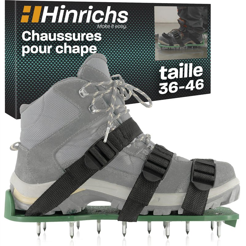 Hinrichs Chape Chaussures - Aerateur Pelouse - 2x Chaussure a Clou Ragreage avec Semelles et Pointes de 25 mm - Chaussure Gazon 