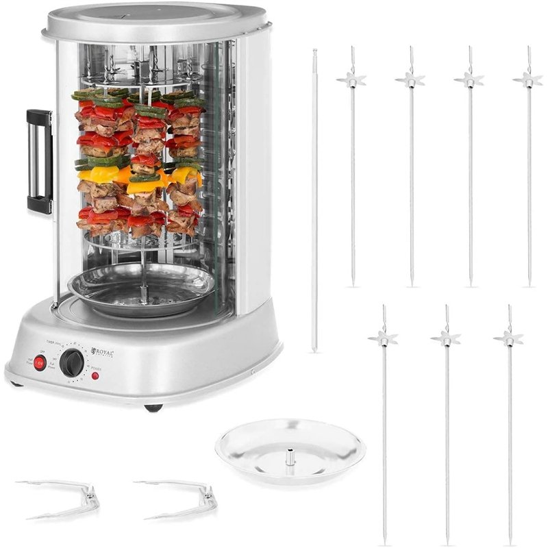 Royal Catering Rôtissoire Verticale Machine À Kébab Poulet Électrique Appareil Mini Machine Grill Rotatif RCGV-1800-1 (3-en-1, 1