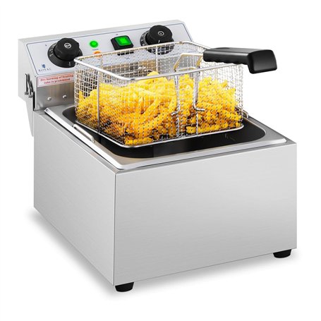 Royal Catering Friteuse Électrique De Restaurant Simple Avec Robinet Minuterie Professionnelle RCTF 10EB (10 L d'huile