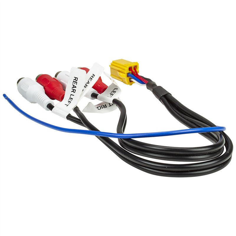 Image secondaire de tomzz Audio 7500-010 Adaptateur Line-Out Compatible avec Becker Blaupunkt Grundig Mini-ISO Jaune 6 pôles 4 canaux